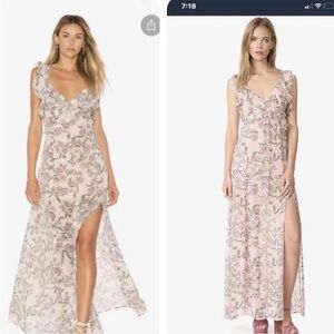 FOR LOVE AND LEMONS Bee Balm Pink Floral Maxi Dress S